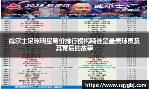 威尔士足球明星身价排行榜揭晓谁是最贵球员及其背后的故事